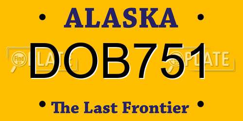DOB751 Alaska License Plate