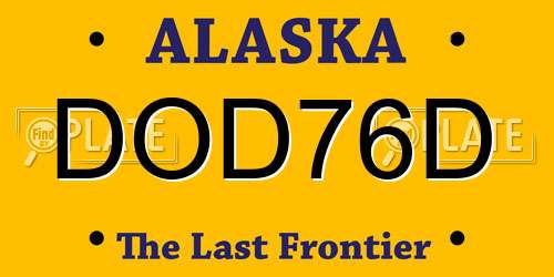 DOD76D Alaska License Plate