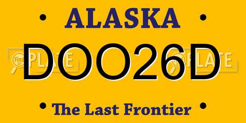 DOO26D Alaska License Plate