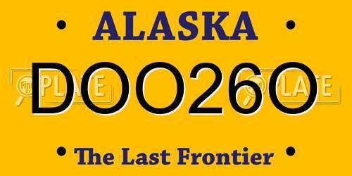 DOO26O Alaska License Plate