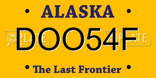 DOO54F Alaska License Plate