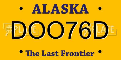 DOO76D Alaska License Plate