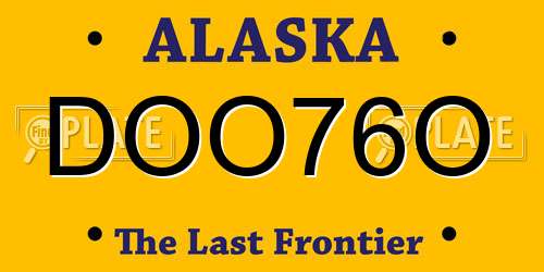 DOO76O Alaska License Plate