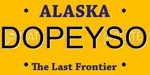 DOPEYSO Alaska License Plate