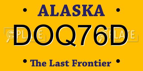 DOQ76D Alaska License Plate