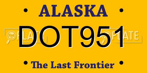 DOT951 Alaska License Plate