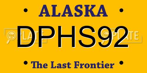 DPHS92 Alaska License Plate