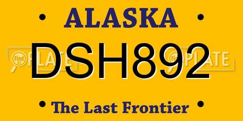 DSH892 Alaska License Plate