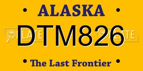 DTM826 Alaska License Plate