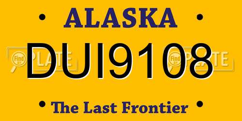 DUI9108 Alaska License Plate