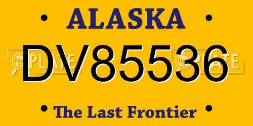 DV85536 Alaska License Plate