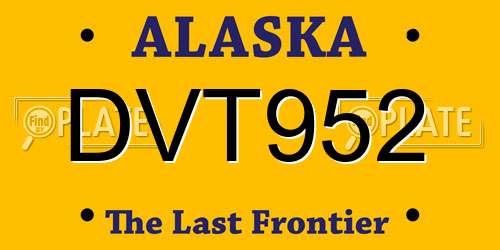 DVT952 Alaska License Plate