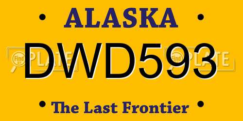 DWD593 Alaska License Plate