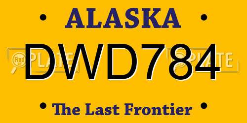 DWD784 Alaska License Plate