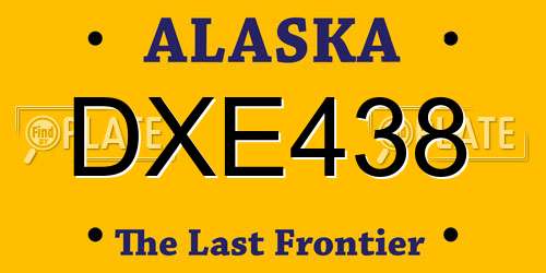 DXE438 Alaska License Plate