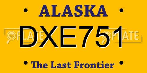 DXE751 Alaska License Plate