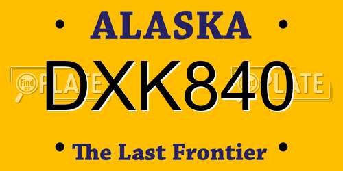 DXK840 Alaska License Plate