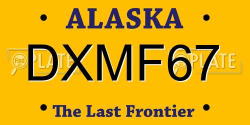 DXMF67 Alaska License Plate