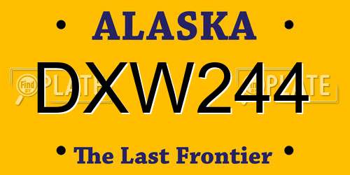 DXW244 Alaska License Plate