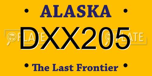 DXX205 Alaska License Plate