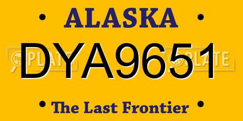 DYA9651 Alaska License Plate