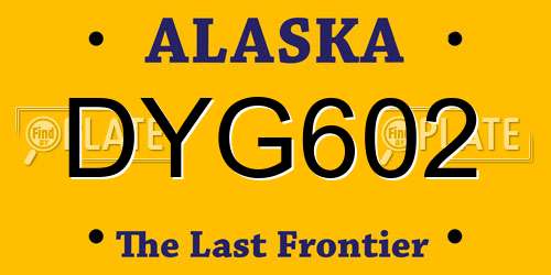 DYG602 Alaska License Plate