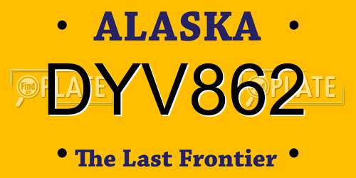 DYV862 Alaska License Plate
