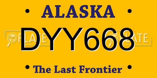 DYY668 Alaska License Plate