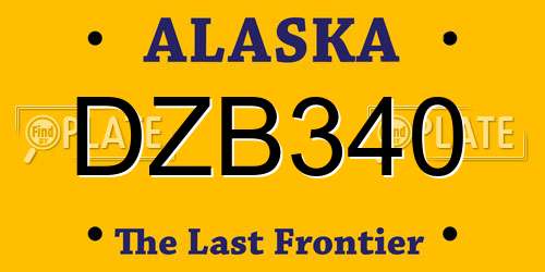 DZB340 Alaska License Plate