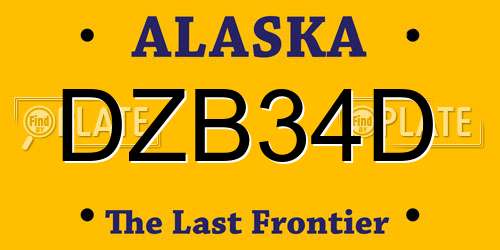 DZB34D Alaska License Plate