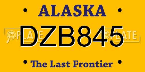 DZB845 Alaska License Plate