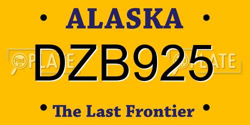 DZB925 Alaska License Plate