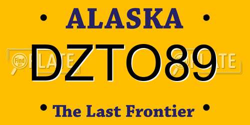 DZTO89 Alaska License Plate
