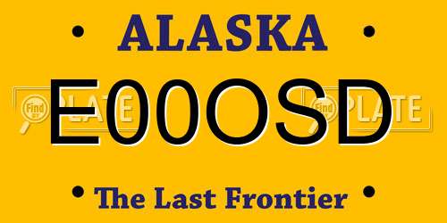 E00OSD Alaska License Plate