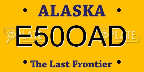 E50OAD Alaska License Plate