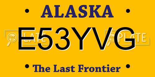 E53YVG Alaska License Plate