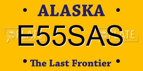 E55SAS Alaska License Plate