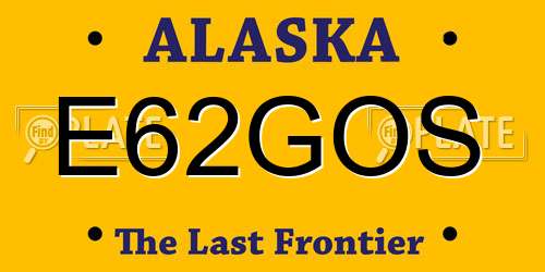 E62GOS Alaska License Plate