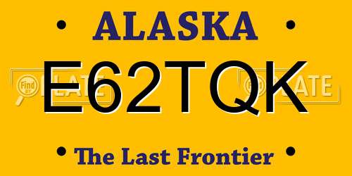 E62TQK Alaska License Plate