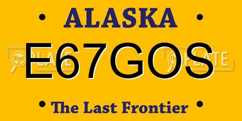 E67GOS Alaska License Plate