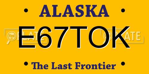E67TOK Alaska License Plate