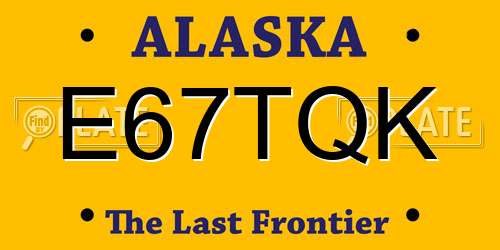 E67TQK Alaska License Plate