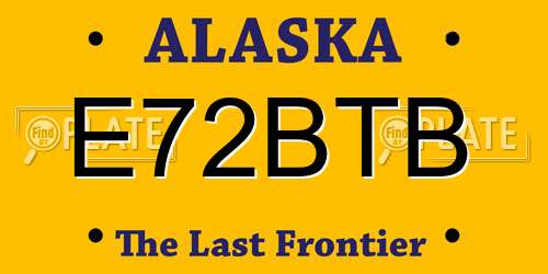 E72BTB Alaska License Plate