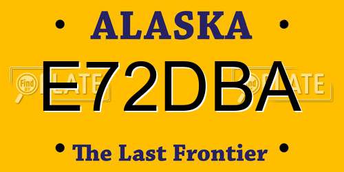 E72DBA Alaska License Plate