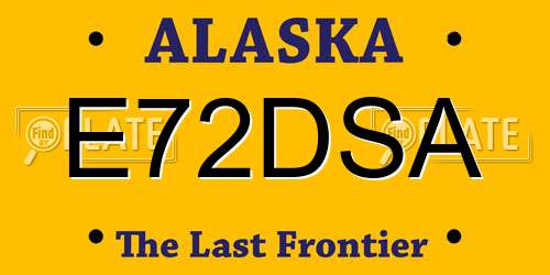 E72DSA Alaska License Plate