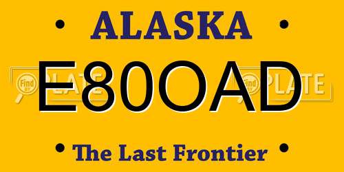 E80OAD Alaska License Plate
