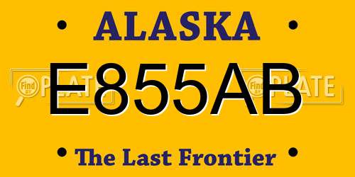E855AB Alaska License Plate