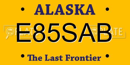 E85SAB Alaska License Plate