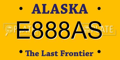 E888AS Alaska License Plate