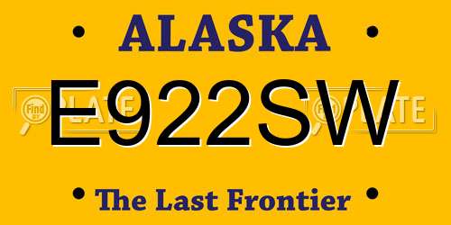 E922SW Alaska License Plate